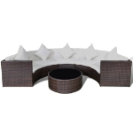 Set Divani da Giardino 6 pz con Cuscini in Polyrattan Marrone