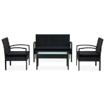 Set Divani da Giardino 4 pz con Cuscini in Polyrattan Nero