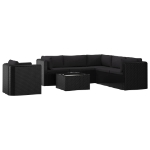 Set Divani da Giardino 7 pz con Cuscini in Polyrattan Nero