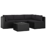 Set Divani da Giardino 5 pz con Cuscini in Polyrattan Nero