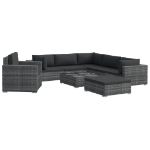 Set Divani da Giardino 8 pz con Cuscini in Polyrattan Grigio