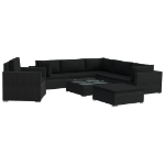 Set Divani da Giardino 8 pz con Cuscini in Polyrattan Nero