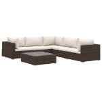 Set Divani da Giardino 6 pz con Cuscini in Polyrattan Marrone