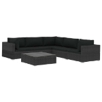 Set Divani da Giardino 6 pz con Cuscini in Polyrattan Nero