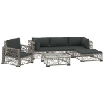 Set Divani da Giardino 6 pz con Cuscini in Polyrattan Grigio