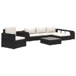 Set Divani da Giardino 8 pz con Cuscini in Polyrattan Nero