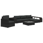 Set Divani da Giardino 8 pz con Cuscini in Polyrattan Nero