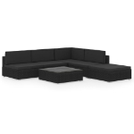 Set Divani da Giardino 6 pz con Cuscini in Polyrattan Nero