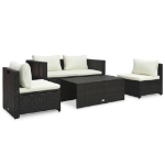 Set Divani da Giardino 6 pz con Cuscini in Polyrattan Marrone