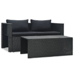 Set Divani da Giardino 6 pz con Cuscini in Polyrattan Nero