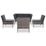 Set Divani da Giardino 6 pz con Cuscini in Polyrattan Grigio