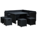 Set Divani da Giardino 6 pz con Cuscini in Polyrattan Nero