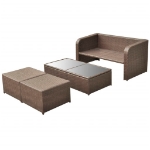 Set Divani da Giardino 4 pz con Cuscini in Polyrattan Marrone