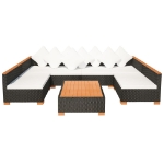 Set Divani da Giardino 7 pz con Cuscini in Polyrattan Nero