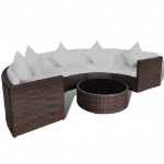 Set Divani da Giardino 6 pz con Cuscini in Polyrattan Marrone