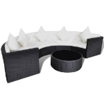 Set Divani da Giardino 6 pz con Cuscini in Polyrattan Nero