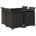 Set da Pranzo da Giardino 9 pz con Cuscini in Polyrattan Nero