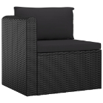 Set Divani da Giardino 7 pz con Cuscini in Polyrattan Nero