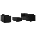 Set Divani da Giardino 7 pz con Cuscini in Polyrattan Nero