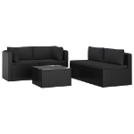 Set Divani da Giardino 5 pz con Cuscini in Polyrattan Nero