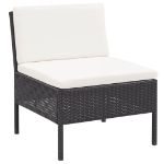 Set Divani da Giardino 5 pz con Cuscini in Polyrattan Nero