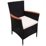 Set da Pranzo da Giardino 9 pz con Cuscini in Polyrattan Nero