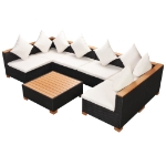 Set Divani da Giardino 7 pz con Cuscini in Polyrattan Nero