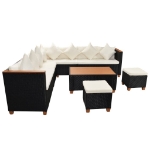 Set Divani da Giardino 7 pz con Cuscini in Polyrattan Nero