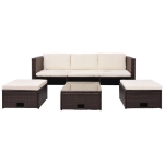 Set Divani da Giardino 4 pz con Cuscini in Polyrattan Marrone