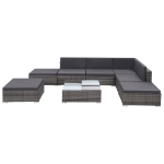 Set Divani da Giardino 8 pz con Cuscini in Polyrattan Grigio