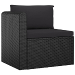 Set Divani da Giardino 5 pz con Cuscini in Polyrattan Nero