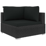 Set Divani da Giardino 12 pz con Cuscini in Polyrattan Nero