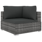 Set Divani da Giardino 8 pz con Cuscini in Polyrattan Grigio