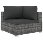 Set Divani da Giardino 9 pz con Cuscini in Polyrattan Grigio