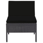 Set Divani da Giardino 5 pz con Cuscini in Polyrattan Nero