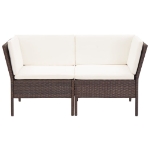 Set Divani da Giardino 6 pz con Cuscini in Polyrattan Marrone