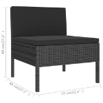 Set Divani da Giardino 2 pz con Cuscini in Polyrattan Nero