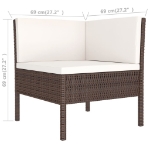 Set Divani da Giardino 3 pz con Cuscini in Polyrattan Marrone