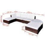 Set Divani da Giardino 6 pz con Cuscini in Polyrattan Marrone