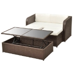 Set Divani da Giardino 4 pz con Cuscini in Polyrattan Marrone