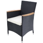 Set da Pranzo da Giardino 11 pz con Cuscini in Polyrattan Nero