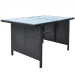 Set da Pranzo da Giardino 6 pz con Cuscini in Polyrattan Nero