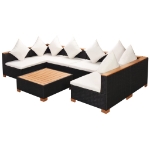 Set Divani da Giardino 7 pz con Cuscini in Polyrattan Nero