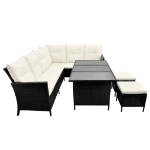 Set Divani da Giardino 4 pz con Cuscini in Polyrattan Nero