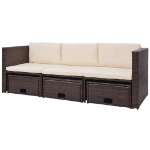 Set Divani da Giardino 4 pz con Cuscini in Polyrattan Marrone