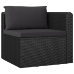 Set Divani da Giardino 7 pz con Cuscini in Polyrattan Nero