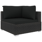 Set Divani da Giardino 8 pz con Cuscini in Polyrattan Nero