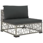 Set Divani da Giardino 6 pz con Cuscini in Polyrattan Grigio