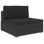 Set Divani da Giardino 7 pz con Cuscini in Polyrattan Nero