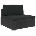 Set Divani da Giardino 6 pz con Cuscini in Polyrattan Nero